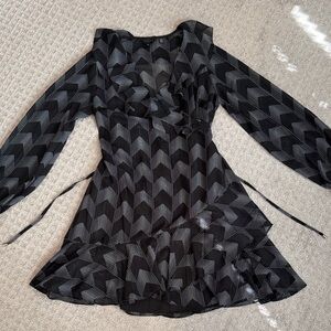 Ted Baker London Black and Gray Chevron Dress